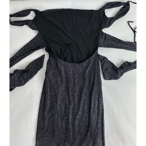 Lucy in the Sky Size XS Black Silver Glitter Dress Cocktail Party NYE Stretch - Picture 16 of 16